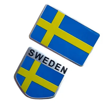 1 Adet 3D Alüminyum Alaşım Araba Sticker İsveç Ulusal Bayrak araba Amblem Rozet sticker Motosiklet Çıkartma Dekorasyon 3