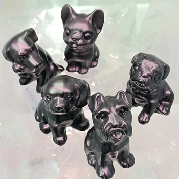 1 adet Doğal El Oyma Obsidyen köpek kristal şifa hediye sanat dekorasyon taşlar ücretsiz kargo 1