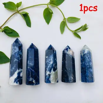 1 adet Doğal Mavi Sodalite Kuvars Dikilitaş Kristal Değnek Noktası Şifa Taşları Numune Doğal Kuvars Kristalleri 20