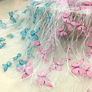 1 Bahçe 3D Kelebekler Kaplama kumaş Canlı kumaş Çiçek İçin Kız elbise Gelinlik Elbise Peçe saç Bandı dantel fransız Renkli tül  17