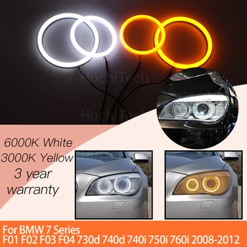 1 Takım beyaz + sarı pamuk ışık melek gözler ışık halkası kitleri için BMW 7 serisi F01 F02 F03 F04 730d 740d 740i 750i 760i 2008-2012