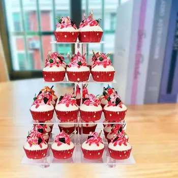 1 Takım Kek Standı Büyük Kapasiteli Montajı kolay Akrilik Cupcake Standı Ekran Tutucu Kulesi Düğün Parti Dekor için 19