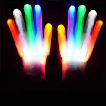 1 Çift LED eldiven Rave ışık parmak aydınlatma yanıp sönen eldiven Unisex iskelet eldiven 12