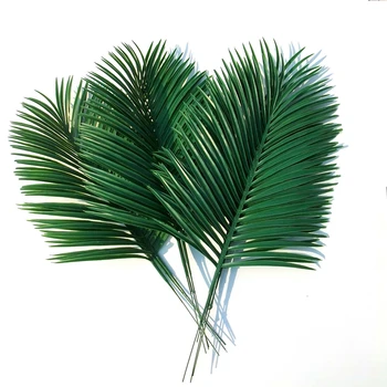 10 adet / grup Yapay Plastik Palmiye Yaprakları Yeşil Bitkiler Bahçe Dekorasyon Noel Ev Sahte Çiçekler Aksesuarları Bitki Yaprakları 10