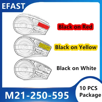 10 Paket M21 250 595 vinil etiket Şerit Siyah Kırmızı Sarı Beyaz BMP21 artı Yazıcı Siyah Beyaz M21-250-595 6.35 mm * 6.4 m 10