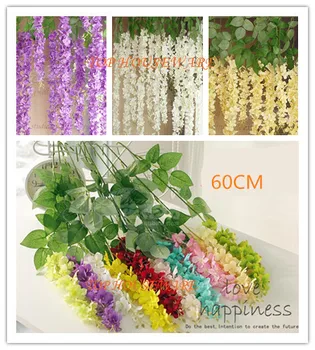 10 Renkler 60CM Yapay Wisteria ipek çiçek Asma DIY Ev Partisi Düğün Bahçe Çiçek Dekorasyon Oturma Odası Sevgililer Günü 15