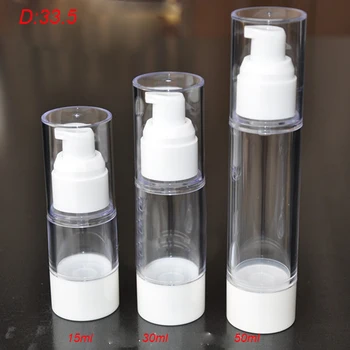 100 adet 50ml temiz havasız pompa şişesi beyaz pompa ve alt temiz kapaklı losyon şişesi, plastik 50ML özü Doldurulabilir şişe
