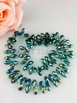 100 adet 6*12mm Yeşil renk platingQuartz Faceted Kristal Cam Gözyaşı Boncuk Kristal dağınık boncuklar DIY ücretsiz kargo
