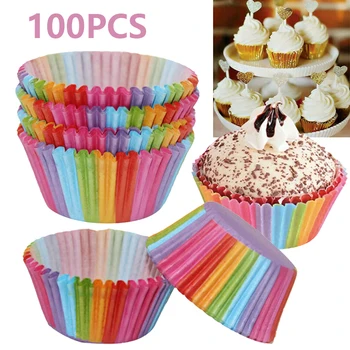 100 adet Kağıt Bardak Kılıfları Muffin Pişirme Kek Kutusu Kutusu Renkli Parti Kaynağı Muffin Kutusu Kağıt Kek Kupası Parti Tepsisi Kek Kalıp Dekor 2