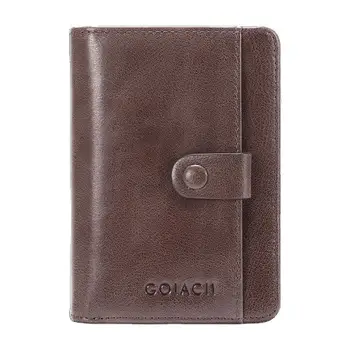 100 % Hakiki deri cüzdan kart tutucu Erkekler için Fermuarlı bozuk para cüzdanı Dikey Kahve İnek Derisi İş RFID Engelleme Cüzdan Adam