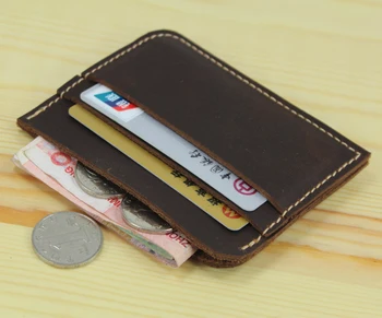 100 % Hakiki Deri Kredi kart tutucu Erkekler Kart KİMLİK Tutucu Kılıf Kadın İş kart tutucu Deri Bozuk para Çantası Çanta küçük cüzdan 15