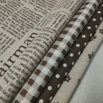 110cm Genişlik Kraliyet Kahverengi Gazete Polka Dot Onay Çiçek Baskılı Keten Pamuklu Kumaş Vintage Keten Kumaş DIY Dikiş Tekstil 8