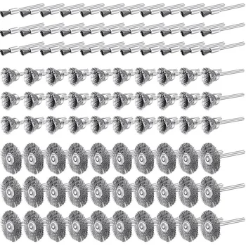120 Adet Tel Fırça Seti, paslanmaz Çelik Tel Tekerlekler Kalem Fırça Seti Kiti Pas Lehçe Temiz Sıyırma Zımpara Araçları 9