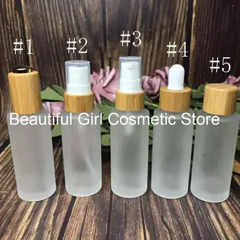 140 adet 30ml Bambu kozmetik parfüm şişesi 1oz buzlu cam sprey şişesi bambu damlalıklı kapaklar güzellik uçucu yağ cam şişe 19