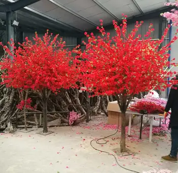 150 cm H şeftali ağacı ve Yapay ağaç Kırmızı 6