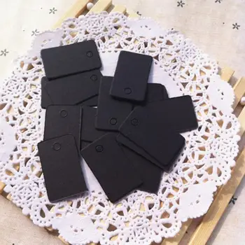 2 * 3.3 cm Mini boy siyah kare kraft kağıt etiketleri takı fiyat etiketleri hediye kartı etiketleri Kenevir halat ile 1000 adet / grup 11