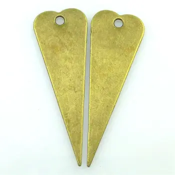 2 adet 54 * 20.5 mm Antik Bronz Uzun Kalp Charm Kolye DIY Kolye Takı Yapımı için El Yapımı Zanaat 15796