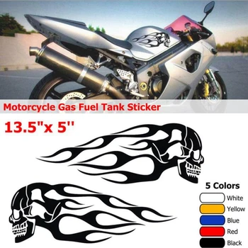 2 adet Motosiklet Genel Yakıt Deposu Alev Sticker Alev Totem Modifikasyonu Kafatası Sticker Kişilik Çiçek Sticker 8