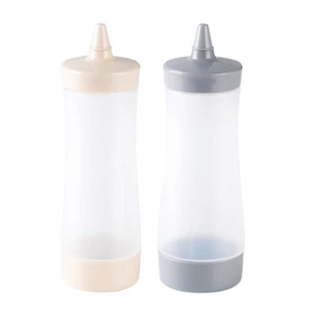 2 Adet sıkılabilir şişe Mutfak Aksesuarları sos teknesi Plastik Sos Sirke Yağı Ketçap Sos Cruet Çeşni Dağıtıcı, Gri + Tr 10