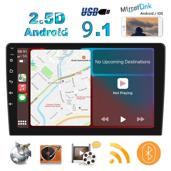 2 Din CarPlay Araba Radyo 9 İnç HD Araba MP5 Multimedya Oynatıcı Android 10.1 Radyo GPS Navigasyon Wifi Bluetooth