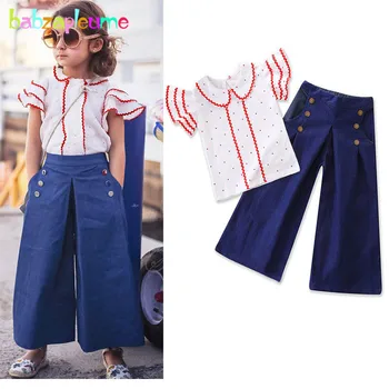 2 Parça / İlkbahar Yaz Çocuk Giyim setleri Pamuk Çocuklar Kıyafet Yürümeye Başlayan Giysi Sevimli T-shirt + Moda Pantolon Bebek Kız Giyim BC1765