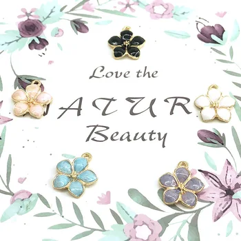20 adet/grup moda takı Takılar sakura Çiçekler Emaye Charm DIY Takı Yapımı İçin Bulgular 19