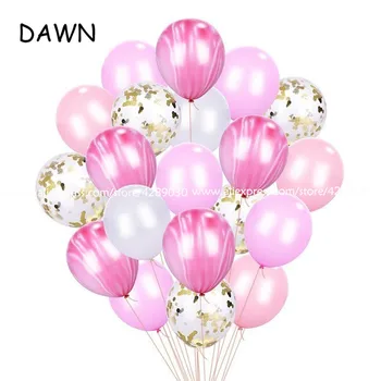 20 adet / grup Pembe konfeti balonları Buket Beyaz Şeffaf Karışık Renk Balon Dekorasyon Doğum Günü Partisi Globos Cumpleanos İnfantil 17