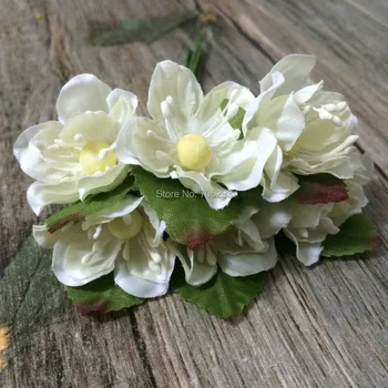 2014 YENİ 3 cm (72 adet/grup) kafa beyaz renk Dut kumaş Çiçek Buketi / tel kök / Scrapbooking yapay çiçekler 15