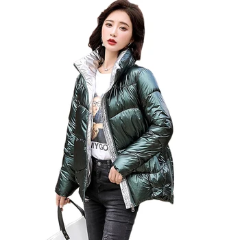 2020 Kadın Parlak Aşağı pamuklu ceket Kore Kış Ceket ceket kadın Giysileri kısa kapüşonlu parka palto Chaqueta Mujer 18