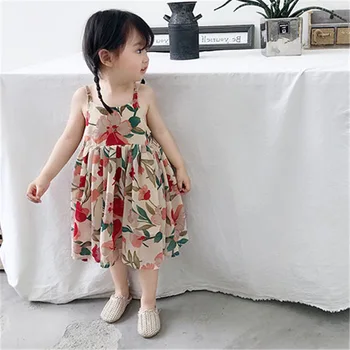 2020 Yaz Moda Bebek Kız Elbise Çocuklar Sevimli Prenses Kaşkorse Elbiseler Kızlar için Çiçek Kız Yeni Yaz Elbiseler, #8455 14