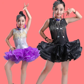 2020 Çocuk kız Latin dans elbise çocuk uygulama elbise yaz kadın kostümü kolsuz büyük kızlar Latin dans eteği 2