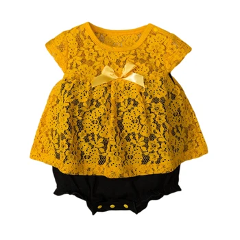 2021-03-24 Lioraitiin 2 Adet Set 0 - 18M Bebek Bebek Kız moda Giyim Seti Dantel Sarı Katı üst giysi Siyah Şort Kıyafet 6