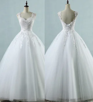 2021 Kolsuz Kat Uzunluk Tül Dantel Zarif Backless Balo dantel-up düğün elbisesi gelin kıyafeti Vestidos De Novia 1