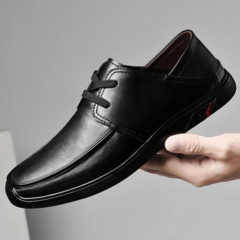 2021 Yeni Erkek Ayakkabı Hakiki deri erkek ayakkabısı Rahat Lace Up Klasik Siyah Derby Ayakkabı Adam Nefes İçi Boş Resmi Ayakkabı erkekler İçin