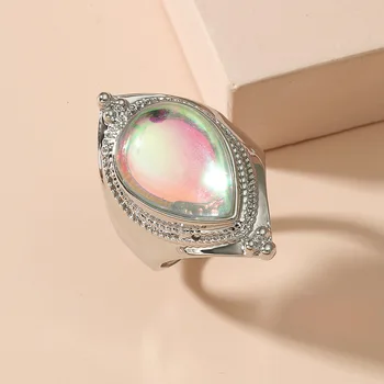 2021 Yeni Vintage Opal Büyük Yüzükler Kadınlar için Boho Takı Alyans Kadın Bayanlar Yüzükler Femme Aytaşı Parti Nişan Hediye