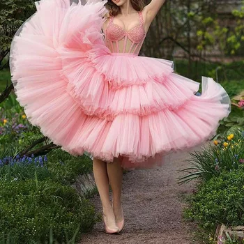 2022 balo elbisesi Kapalı Omuz Boncuklu Kristal Abiye Sevgiliye Kısa Balo Elbise Katmanlı Diz Boyu Parti Kıyafeti 18