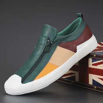 2022 İlkbahar Sonbahar Yeni Deri Erkek gündelik ayakkabı Ayakkabı Vulkanize İngiliz Hafif Rahat Kaymaz Düz Moccasins Loafer'lar 6