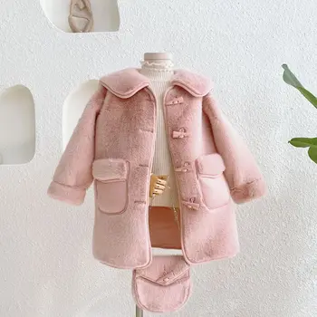 2022 Sonbahar ve Kış Çocuk Kız Ceket Palto Kızlar Sıcak Kalınlaşmak Coat Faux Kürk Giyim Çocuk Giysileri Çocuk Giyim R61 11