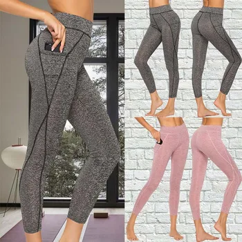 2022 Sıcak Kadınlar Seksi Siyah Yoga Tayt Pantolon Çizgili Baskılı Spor Tayt İnce Spor Yüksek Bel Tayt Egzersiz 9