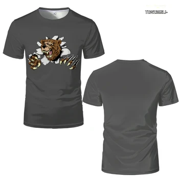 2022 Yeni 3D Baskılı günlük t-shirt Ayı Pençe Güç Laserasyon T Shirt Erkekler İçin Gri Kişilik Trend Kısa Kollu 22