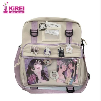 2022 yeni Japon tarzı anime kız sevimli büyük kapasiteli sırt çantası naylon omuz askılı çanta şeffaf cep 8