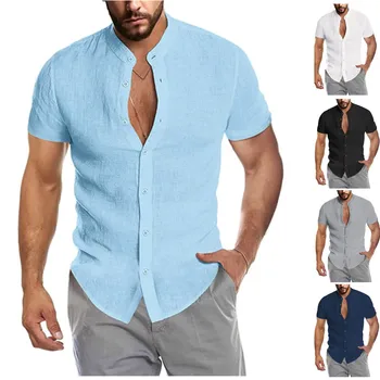 2022 yeni Yaz Yeni erkek kısa kollu tişört Pamuk ve Keten Led Rahat erkek tişört Gömlek Erkek Nefes S-3XL Koşu 11