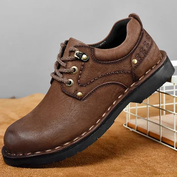 2022 Yüksek Kaliteli erkek ayakkabıları Lüks Hakiki Deri Erkek Elbise ayakkabı El Yapımı Oxfords Erkekler rahat ayakkabılar Dayanıklı İş Ayakkabısı