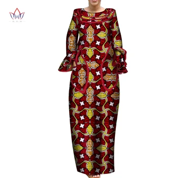 2023 Afrika Uzun Elbiseler Kadınlar İçin Moda Tasarım Dashiki Afrika Bayan Giyim Bazin Riche O-Boyun Tam Kollu Elbise WY6338 21