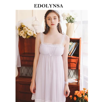 2023 Yaz İç Çamaşırı Pijama Seksi Dantel Beyaz Kayış Diz Boyu Kadın Ev Giyim gece elbisesi Romantik İç Çamaşırı Gecelik H826