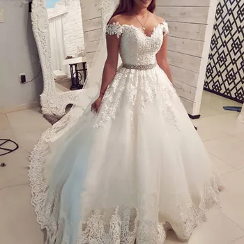 2023 Zarif Kapalı Omuz Dantel düğün elbisesi Bir Çizgi Sevgiliye Beyaz Aplikler Robe De Mariée Özel gelinlikler Kadınlar İçin 6