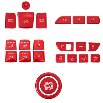 22 Adet Araba Merkezi Kontrol Başlangıç Dişli Koltuk Düğmesi Sticker Kapak Trim KİA Carnival için 4 KA4 2020 2021 2022 Kırmızı
