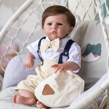 24 inç Zaten Boyalı Bitmiş Bebek Yeniden Doğmuş Bebek Cameron 3D Cilt Görünür Damarlar El Köklü Saç Toplanabilir Sanat Bebek Hediye 7