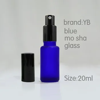 25 ADET toptan yüksek kalite premium emülsiyon için 20 ml mavi don cam şişe, siyah püskürtücü ile 20 ml cam parfüm şişesi 23
