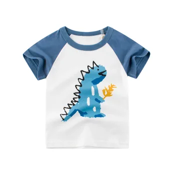 27 çocuk Dinozor Desen Erkek T-Shirt Çocuk Giysileri Yaz Bebek Üstleri Gömlek Pamuk Çocuk t-shirt 2-10 Yıl Giyim 7
